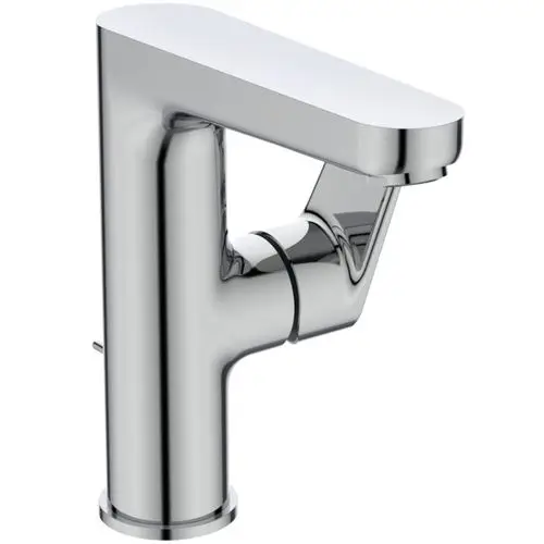 Waschtischarmatur in chromfarbenem Design von Ideal Standard, mit einer modernen Form und einem ausgestellten Auslauf. Ideal für den Einsatz in Badezimmern.